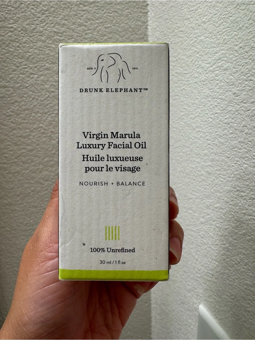 Drunk Elephant Virgin Marula Luxury Facial Oil — White & Lime